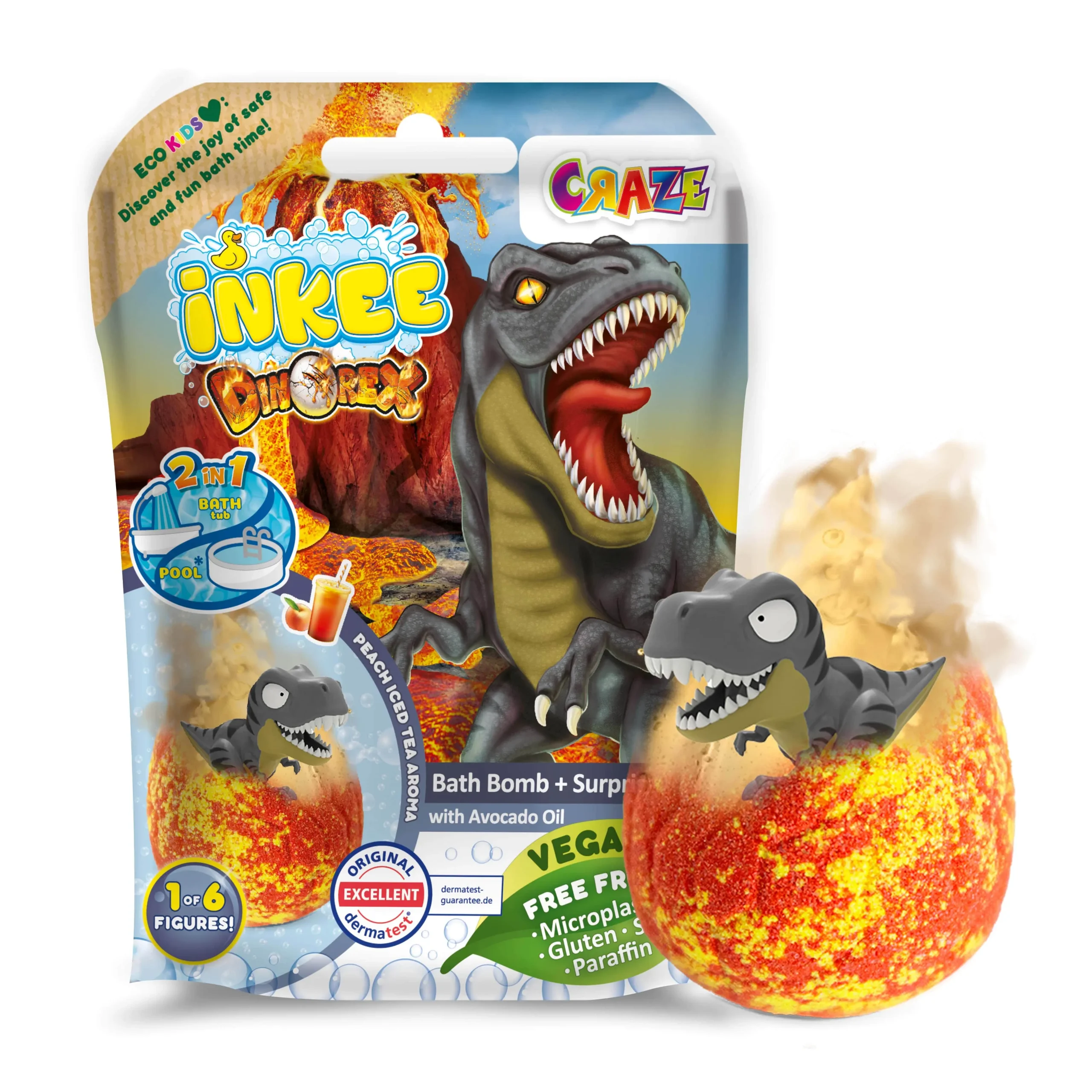 CRAZE INKEE šumivá bomba Dinosaurus hračky do vody pro děti vodní hračky slizy děti vana koupání barevné šumivé bomby