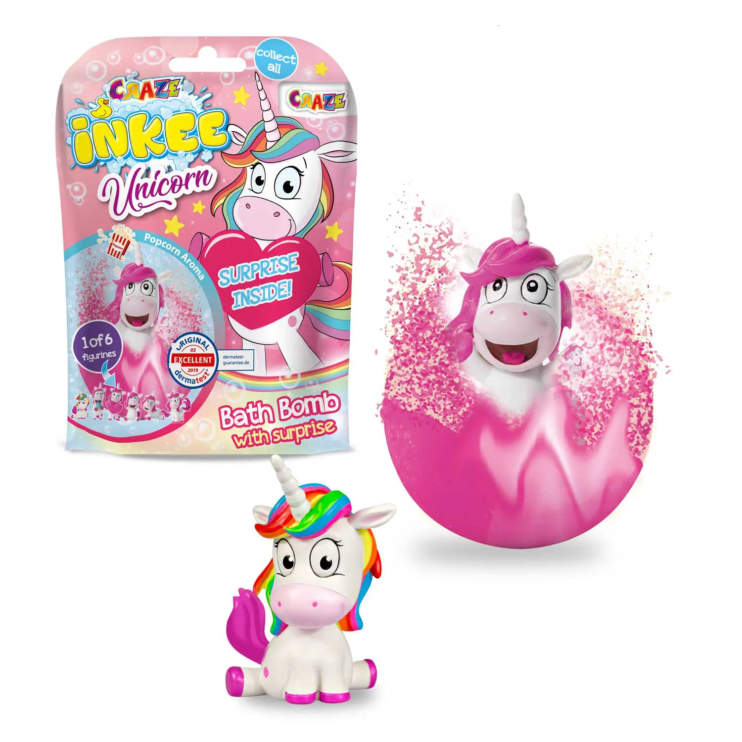 CRAZE INKEE šumivá bomba Jednorožec hračky do vody pro děti vodní hračky slizy děti vana koupání barevné šumivé bomby